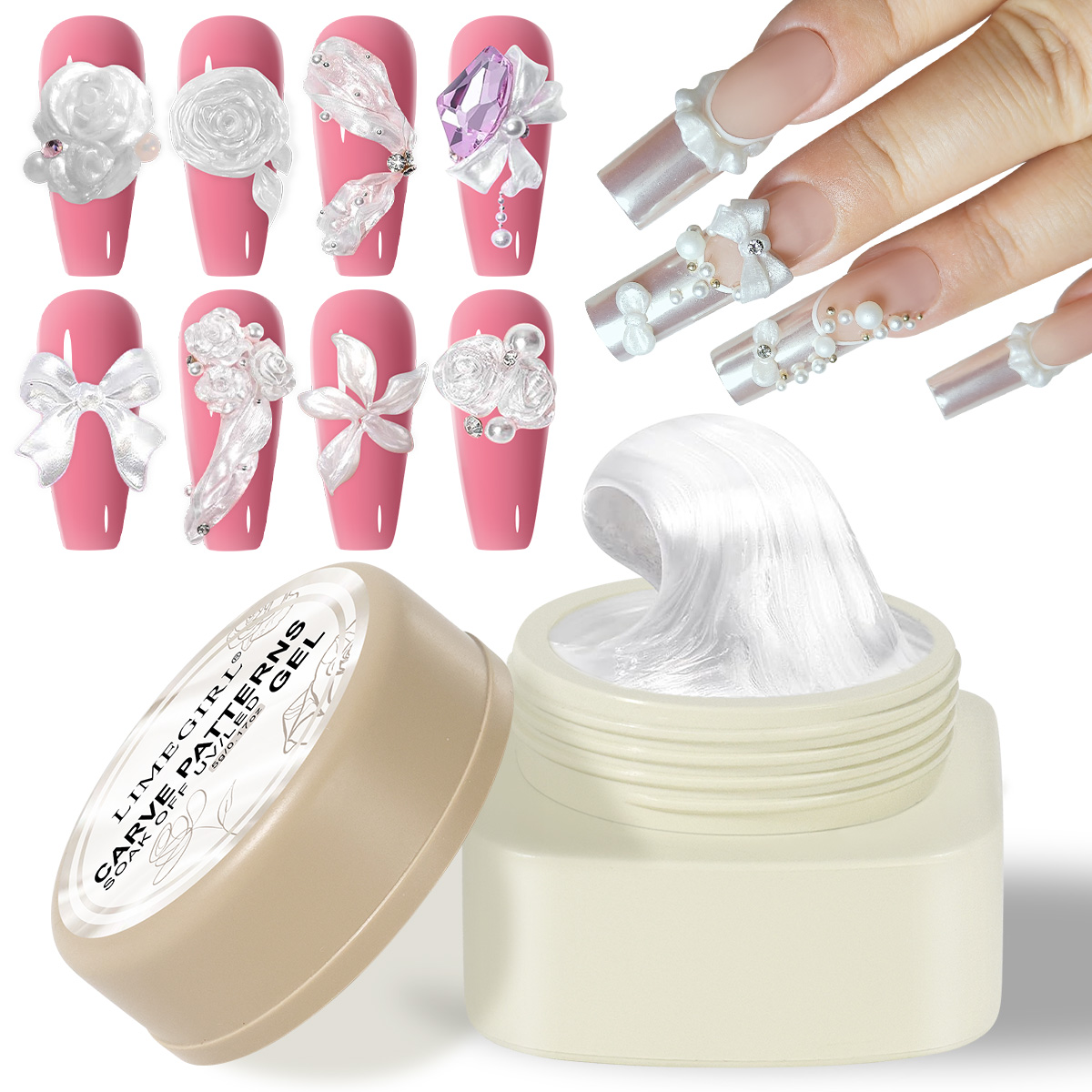 3D Printing Epoxy Resin - LIMEGIRL 3D perla tallado uñas Gel